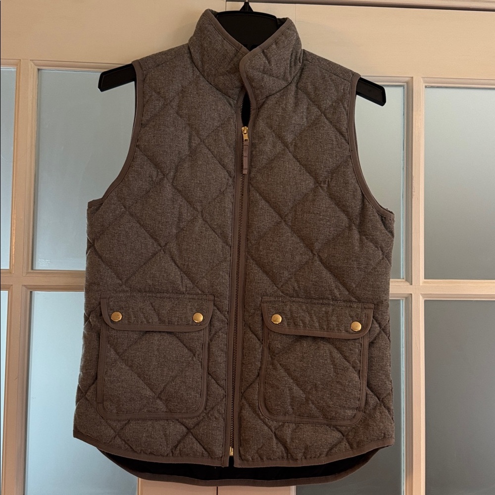 J. Crew Dark Grey Outerwear Vest with gold accent buttons